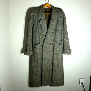 Vintage Burberry long tweed trench coat size 48